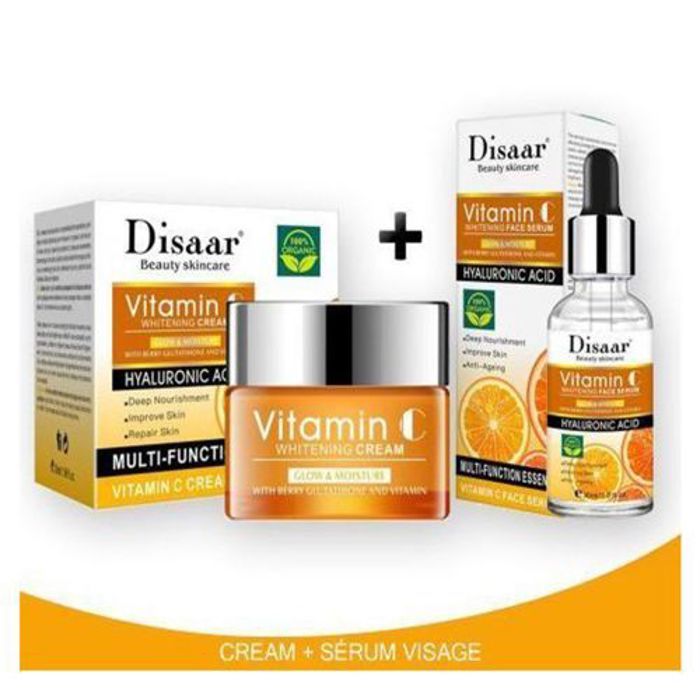 Crème et Sérum Visage - Disaar - Pack 50ml + 30ml - Vitamine C - Antioxydants - Hydratation profonde