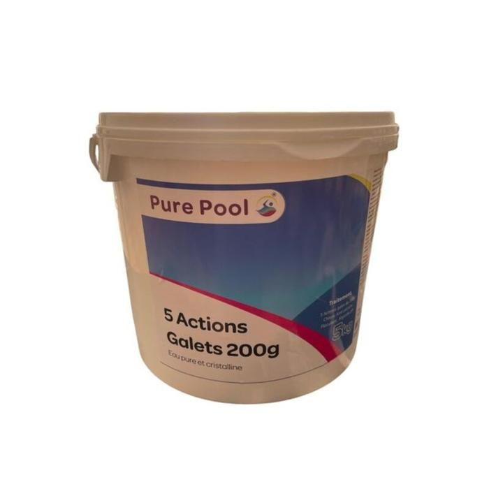 Pure Pool Traitement multi fonction, Chlore force 5 en galets 5 kg , chlore 5 actions