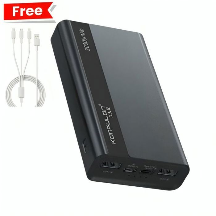 Powerbank 20000 mAh Konfulon A16Q Original + Cable 3-in-1 Lightning / Micro / Type-C