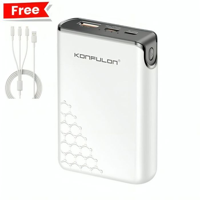 Powerbank 10000 mAh Konfulon A6Q Original + Cable 3-in-1 Lightning / Micro / Type-C