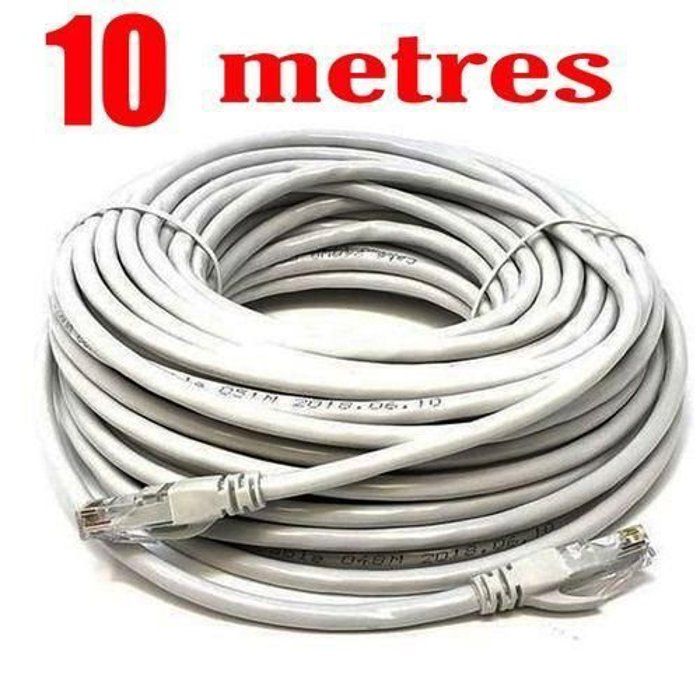 Câble Réseau Ethernet RJ45 - CABLE RESEAU RG45 - CAT6 - 10M - 1 Gbps - Blanc