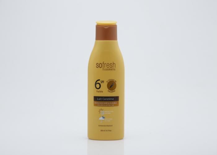 Lait solaire - SOFRESH - Carotene SPF 6 - 200 ML - Hydratant - Bronzage naturel - Tous types de peau