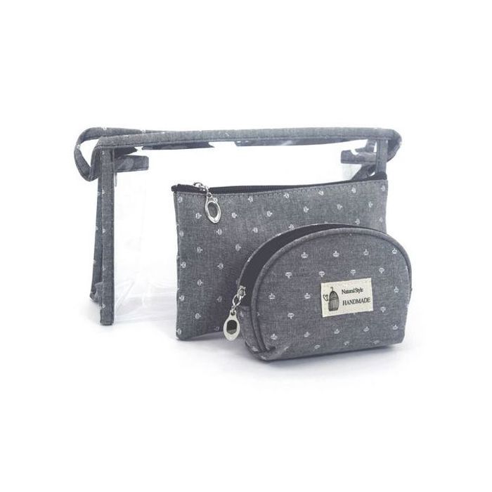 Pack 3 trousses de maquillage grise