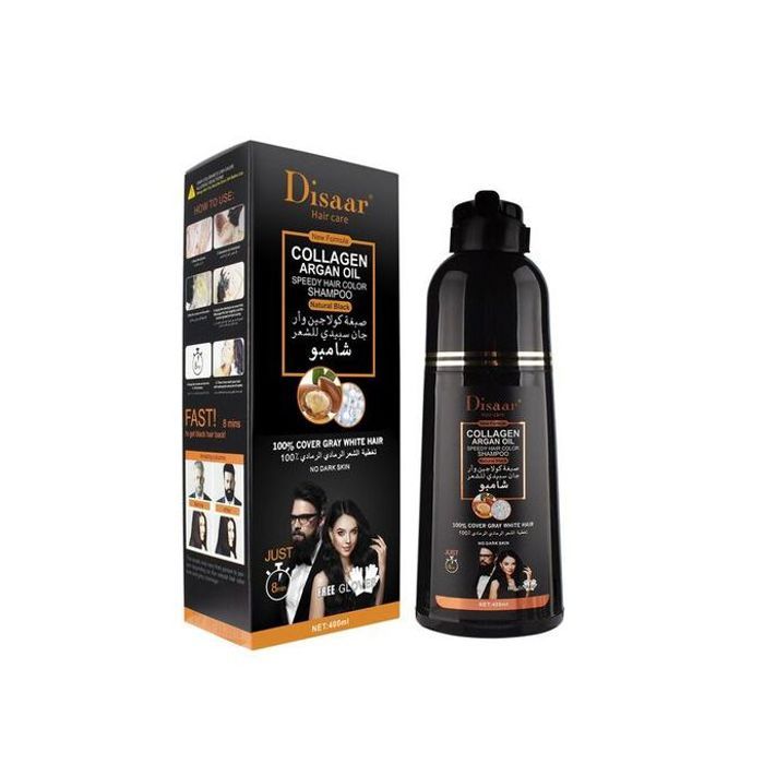 Disaar Shampoing pour cheveux gris et noirs à l'extrait huile argan amélioration de la fente et réparation