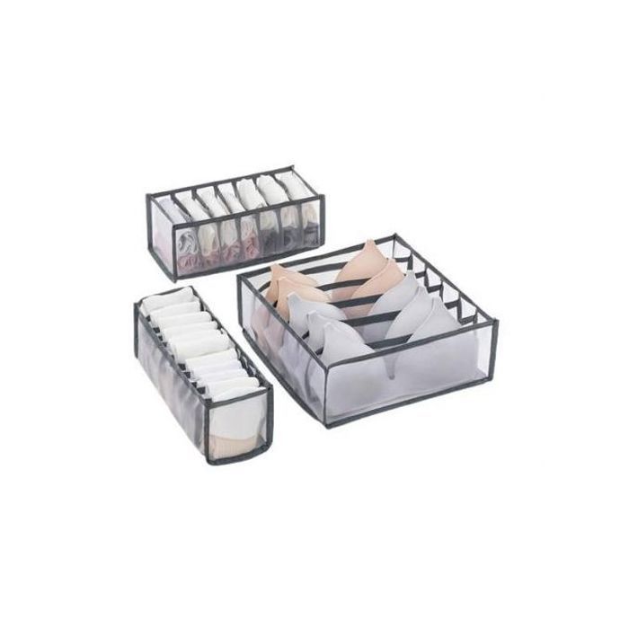 Organisateur de sous-vêtements - GENERIC - Lot de 3 - Transparent - Tissu non tissé - 32x12x12 cm