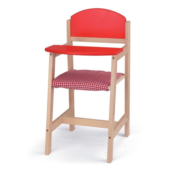 Viga - Chaise haute en bois massif Rouge
