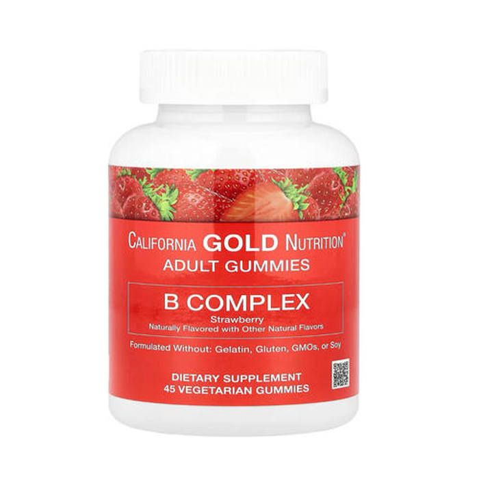 B complexe, Arôme fraise, 45 gommes végétariennes