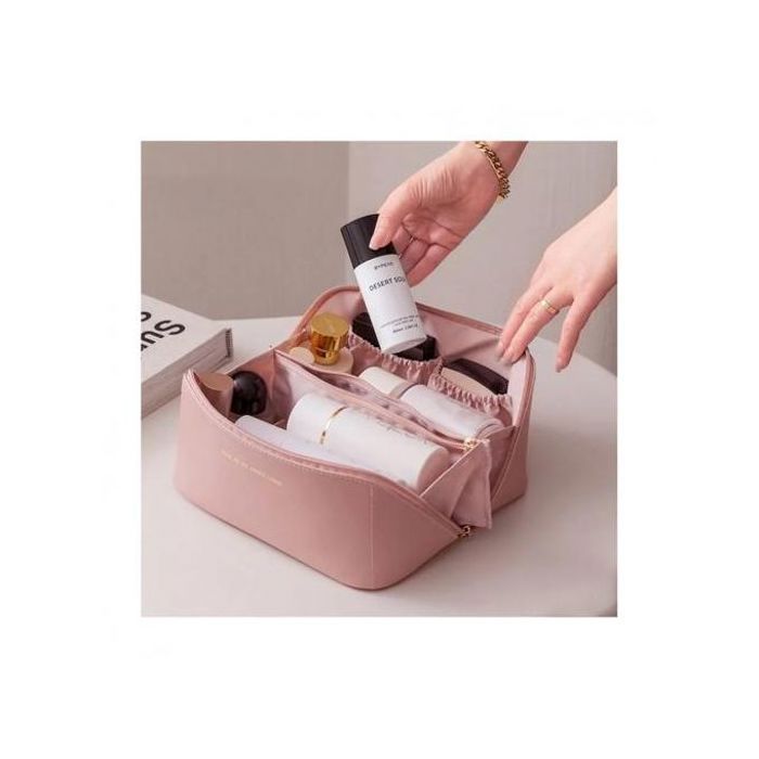 Trousse de maquillage en cuir - Rose