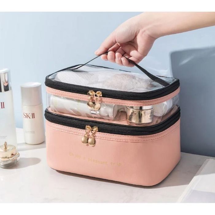 Sac de maquillage de voyage pour femmes - Rose et Noir