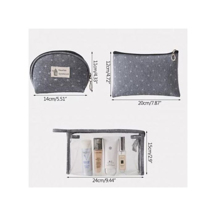 Pack de 3 trousses pour femmes - Gris