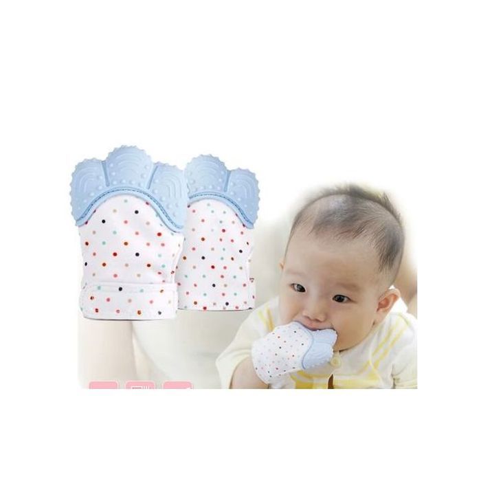 2 Gants de dentition bleu