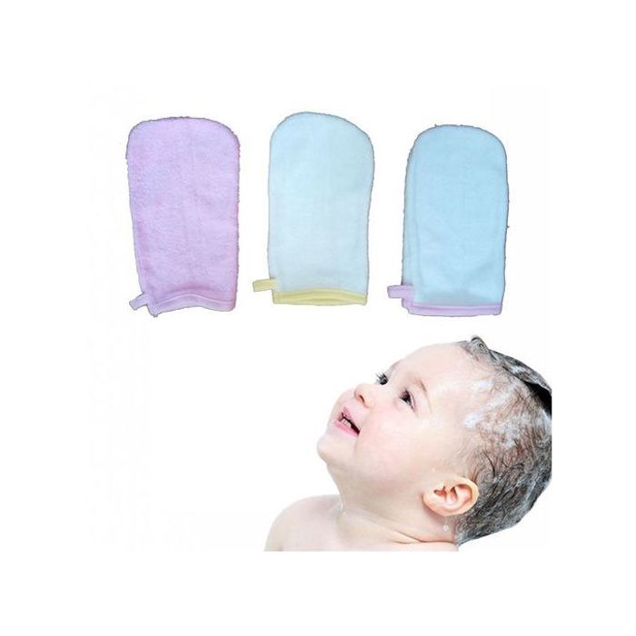 3 gants de bain pour bébé .