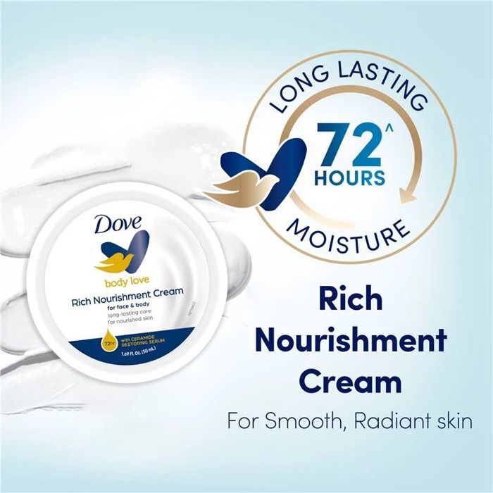 Crème Hydratante - Dove - Body Love - 50 ml - 72 heures d'hydratation - Non gras