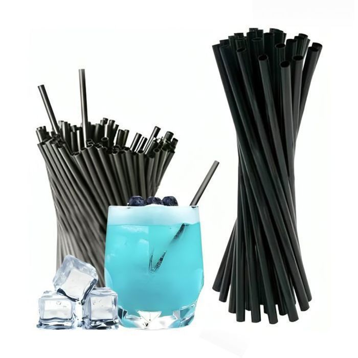 Lot de 100 Pailles en Plastique Noir – Élégance et Praticité !
