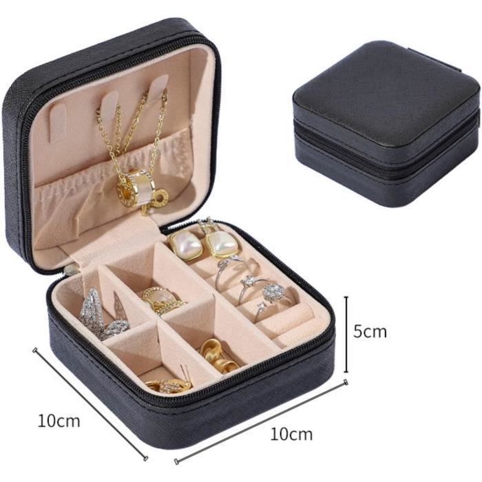 Boîte à Bagues Avec Porte-clés, Boîte De Rangement Portable Pour Bijoux De Sport Petite Boite De Rangement Pour Bagues Boucles Doreilles Et Colliers Noire 91870340