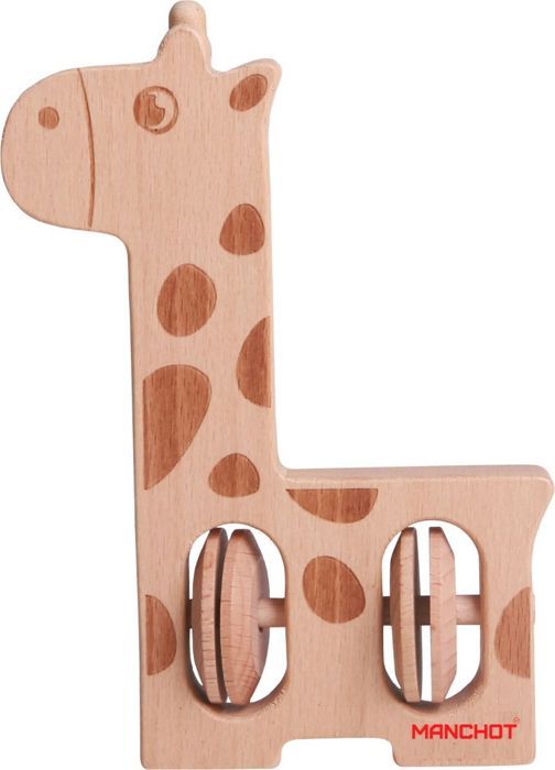 Hochet Girafe en bois clochette - Manchot