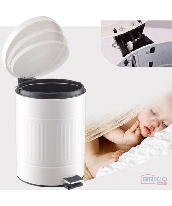 Poubelle vintage blanche 5L en acier inoxydable