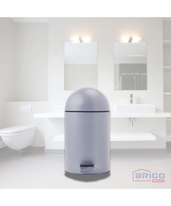 Poubelle grise 5L en acier inoxydable-fermeture douce