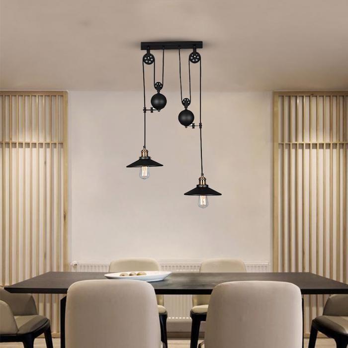 Suspension - ROUAGE - DOUBLE - Vintage - Métal - E27 LED ST64