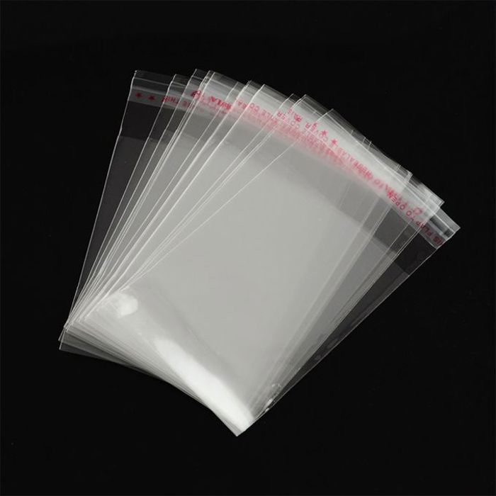 Ensemble de 100 sacs cadeaux transparents avec fermeture auto-adhésive16x7cm