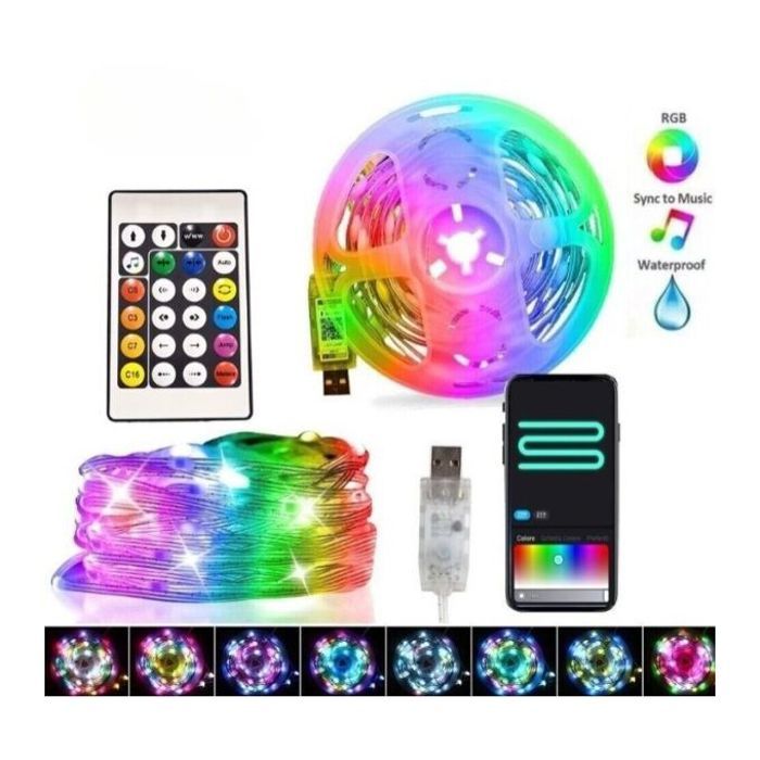 Bande lumineuse led rgb avec télécommande pour chambre,salon