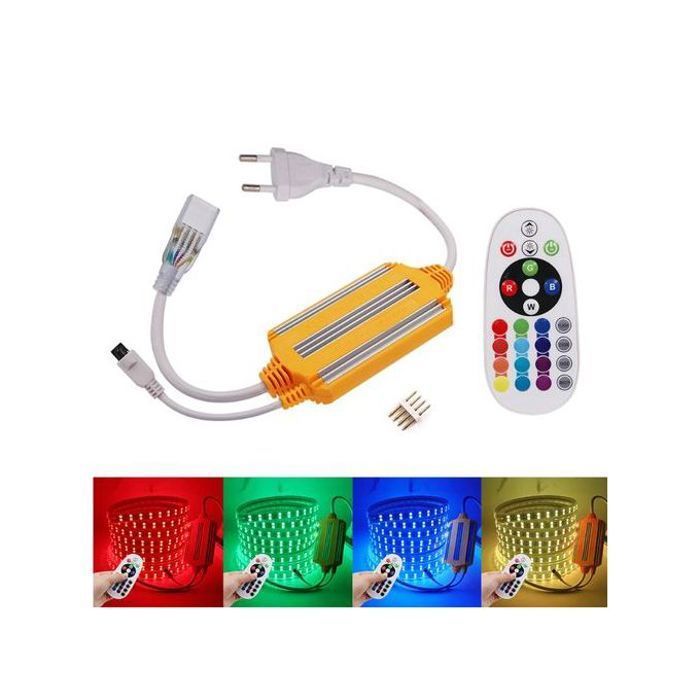 Télécommande led rgb 1500w ir ac 220v5050 v - prise ue étanche ip68 néon(Couleur aléatoire)