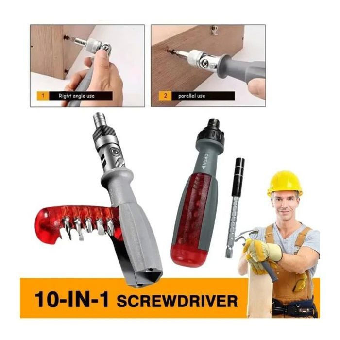 Tournevis pliables à cliquet multi-embouts 11en1