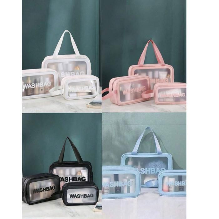 Trousse de toilette de voyage portable pour femmes (lot de 3) (Couleur aléatoire)