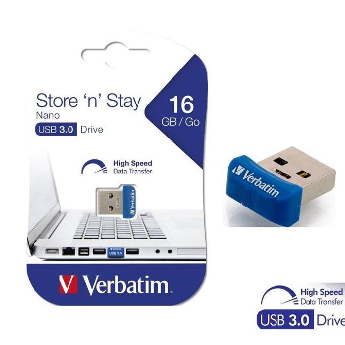 Verbatim Cle NANO USB 3.2 Store 'n' Stay 16 Go Store 'n' Stay Nano, USB 3.2, 16GB