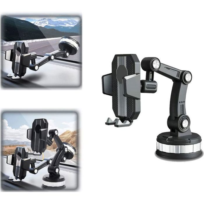 Support téléphone voiture 360 degrés ventouse réglable