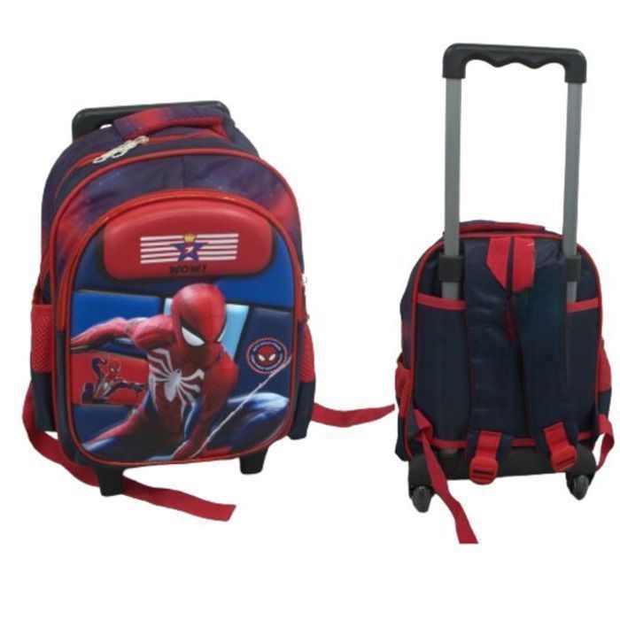 Sac à dos à roulettes - GENERIC - Spiderman - 43x25 cm - Rouge - Durable en polyester et nylon