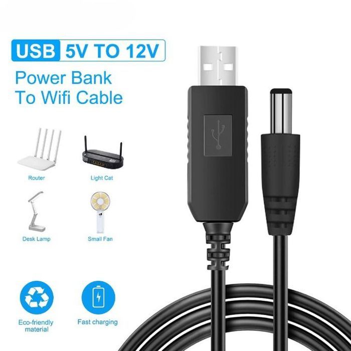 Adaptateur usb 5v vers 12v pour routeur avec câble d'alimentation