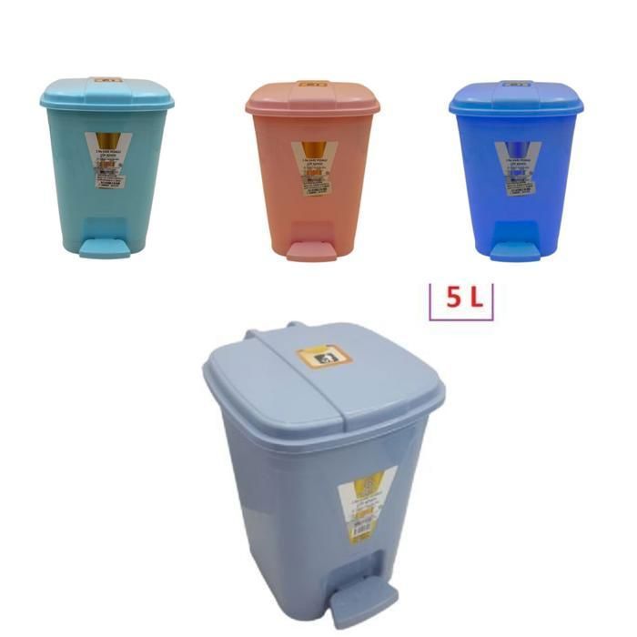 Poubelle à pédale en plastique 5l pour studio (Couleur aléatoire)