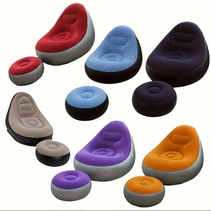Chaise longue gonflable portable pour salon et activités en extérieur (Couleur aléatoire)