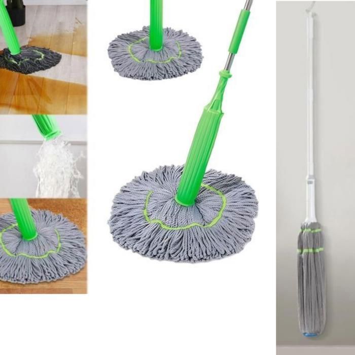 Balai rotatif sans les mains,balai de dépoussiérage pour les sols de cuisine(Couleur aléatoire)