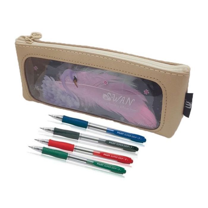 Trousse fille scolaire swan - trousse d'école, porte-crayon