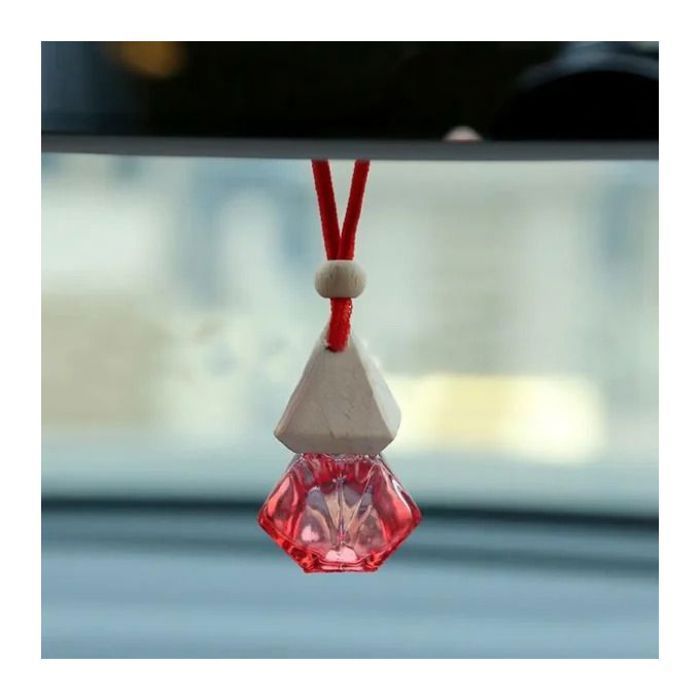 Décor de voiture - MARQUE - Diamant - Rouge - Pendentif pyramide - Verre et bois