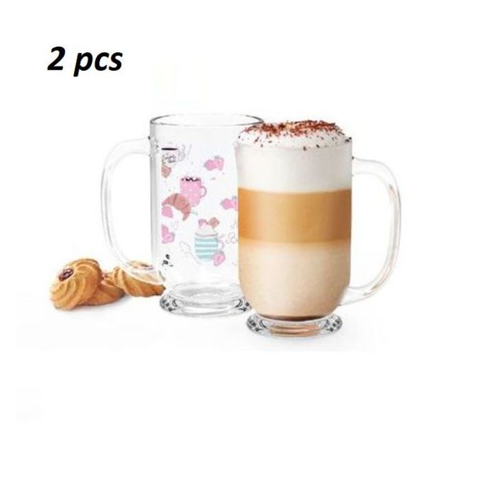 Tasses à café ou chocolat chaud en verre transparent 33 cl
