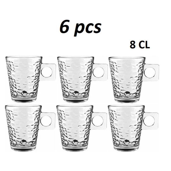 Set de 6 tasses à café en verre transparent 8cl