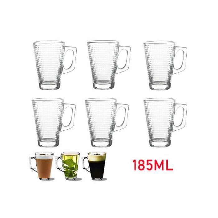 Ensemble de 6 tasses à café en verre premium, 185ml