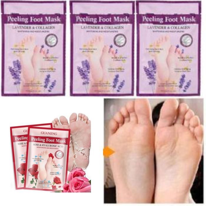 Guanjing masque exfoliant pour les pieds à la lavande et au collagène, hydratant(Couleur aléatoire)