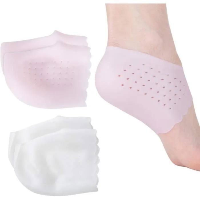 Paire de chaussettes de semelle intérieure en silicone protecteur hydratant talon arrière pieds (Couleur aléatoire)
