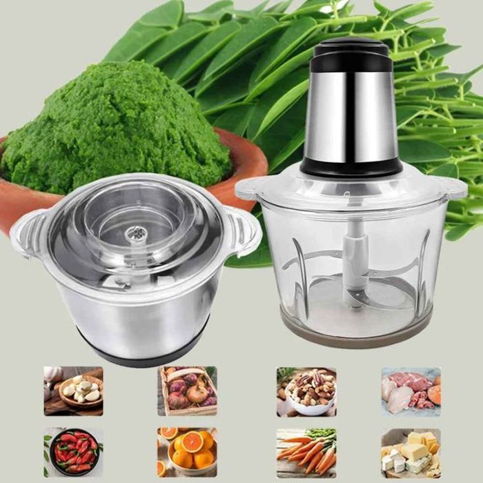 Hachoir électrique double bol 6 lames et batteur 3l