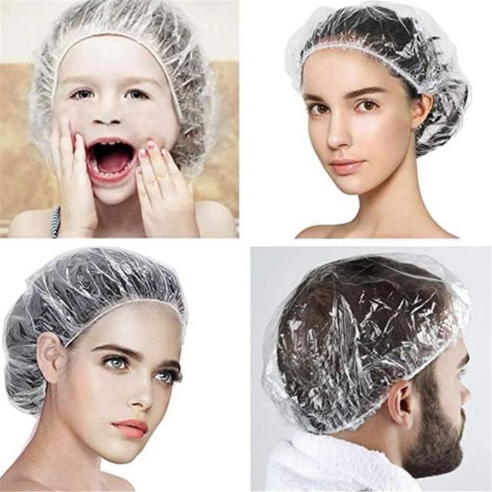 Bonnet de douche jetable traitement et protection des cheveux transparent 100pcs