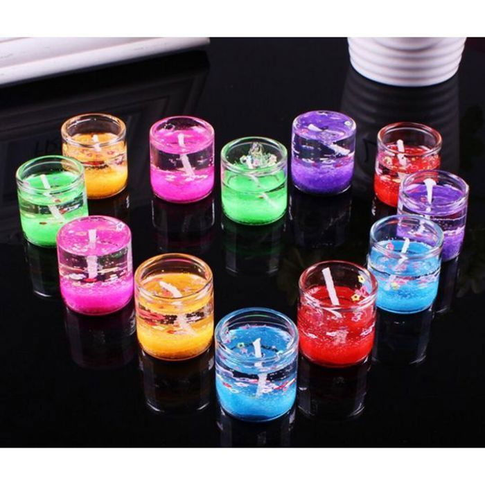 24 pièces ensemble mode parfumée décorative petites bougies de gelée romantique anniversaire marier noël(Couleur aléatoire)