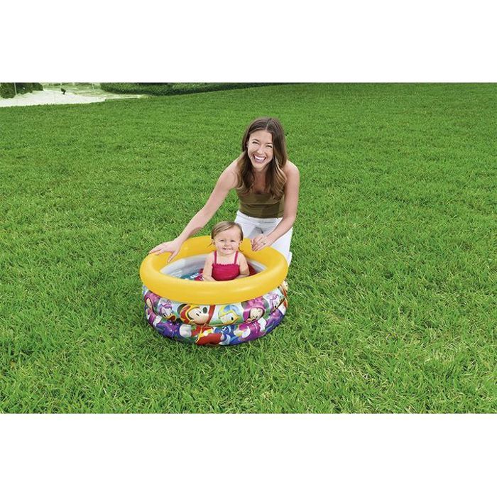 Piscine bébé ronde mickey mouse 3 boudins 70x30 cm