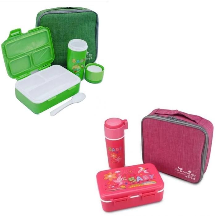 Sac à repas isotherme ,porte manger avec boite et bouteille isotherme (Couleur aléatoire)