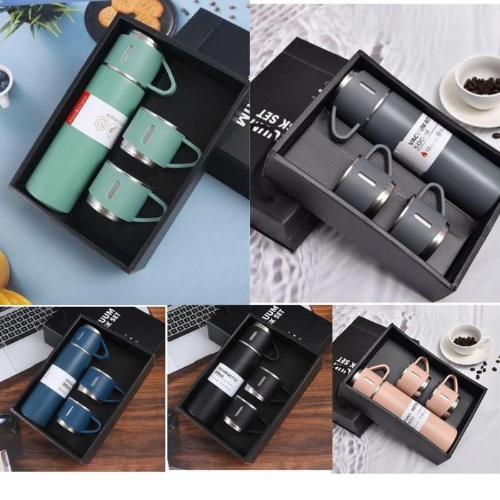 Thermos inox 3 tasses antifuite (couleur aléatoire)