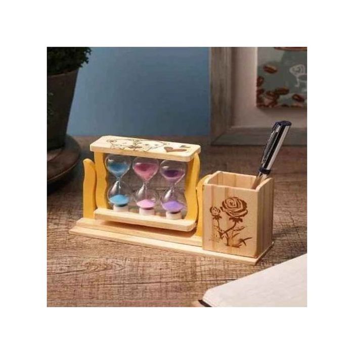 Porte-stylo - GENERIC - Trio sablier en bois - Design tridimensionnel - Couleur beige - 0,3 kg
