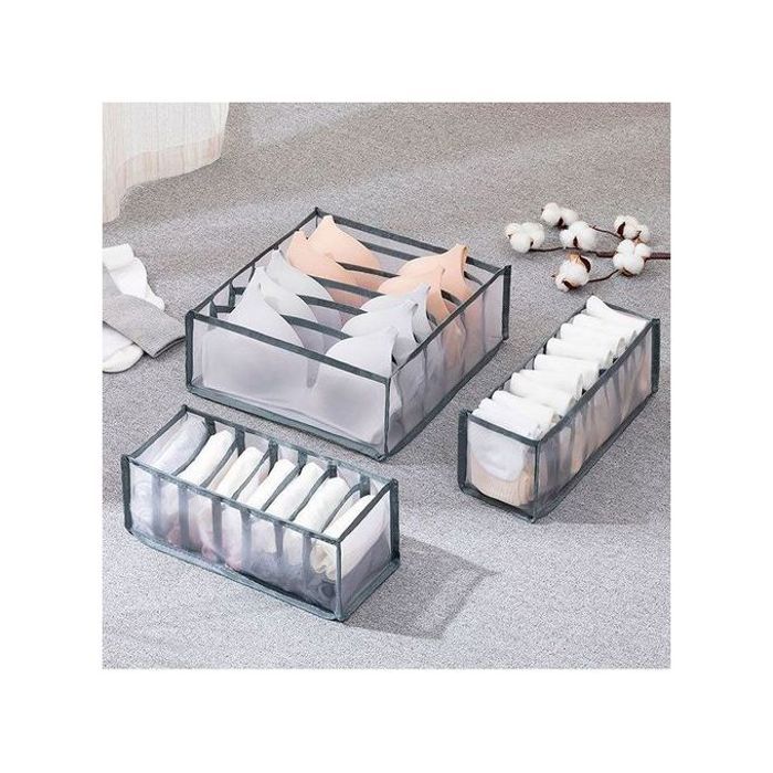 Boîte de rangement - GENERIC - 3 pièces - Gris - Tissu - Polyester